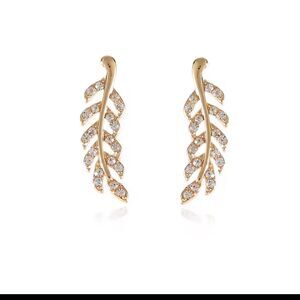 Women's Rhinestone Earrings Leaf Wheat New f13